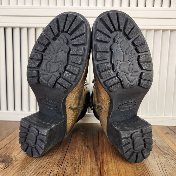 Kork-Ease Disna Women's 8 M Brown Leather Heeled Lace Up Boho Boots Ankle Combat - Picture 8 of 11